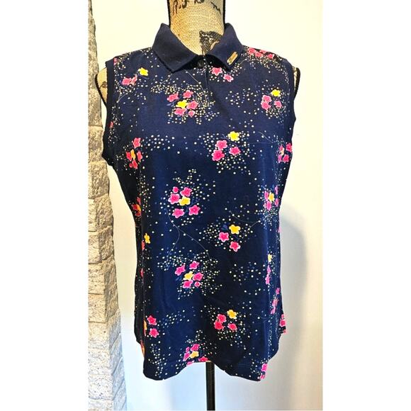 Cutter & Buck Pebble Beach Polo Floral Cotton Womens Button Golf Top, Sz M - Picture 3 of 11